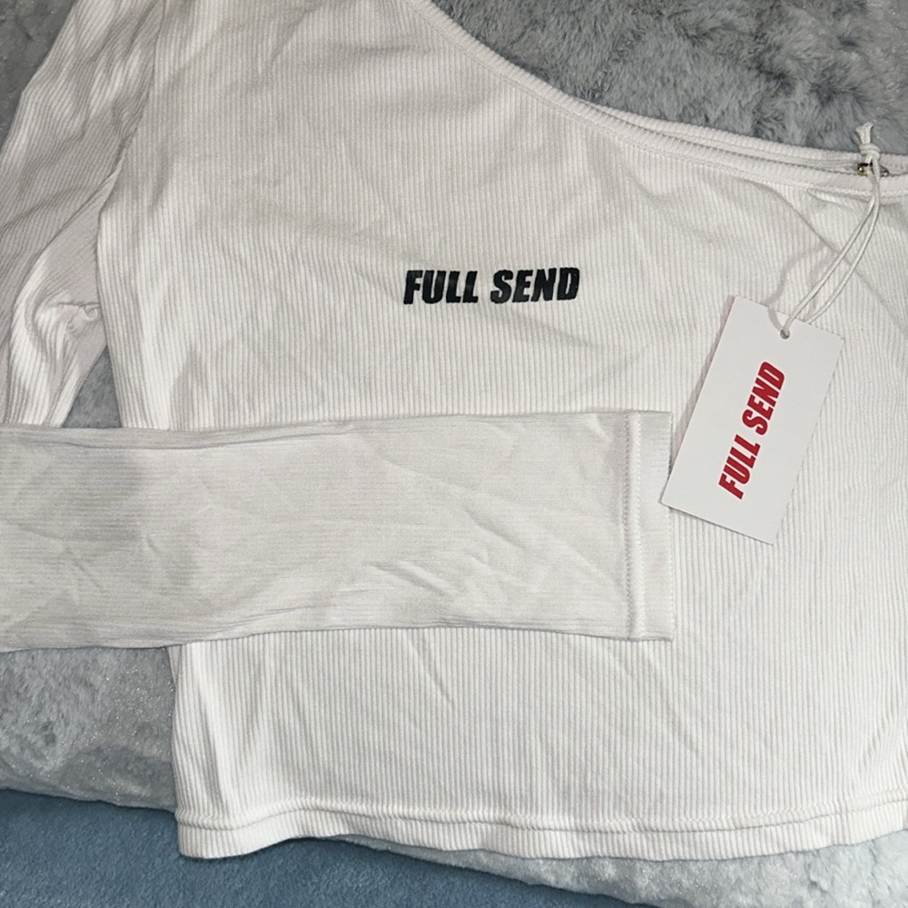Full Send Off-Shoulder Ribbed Top NWT size L
